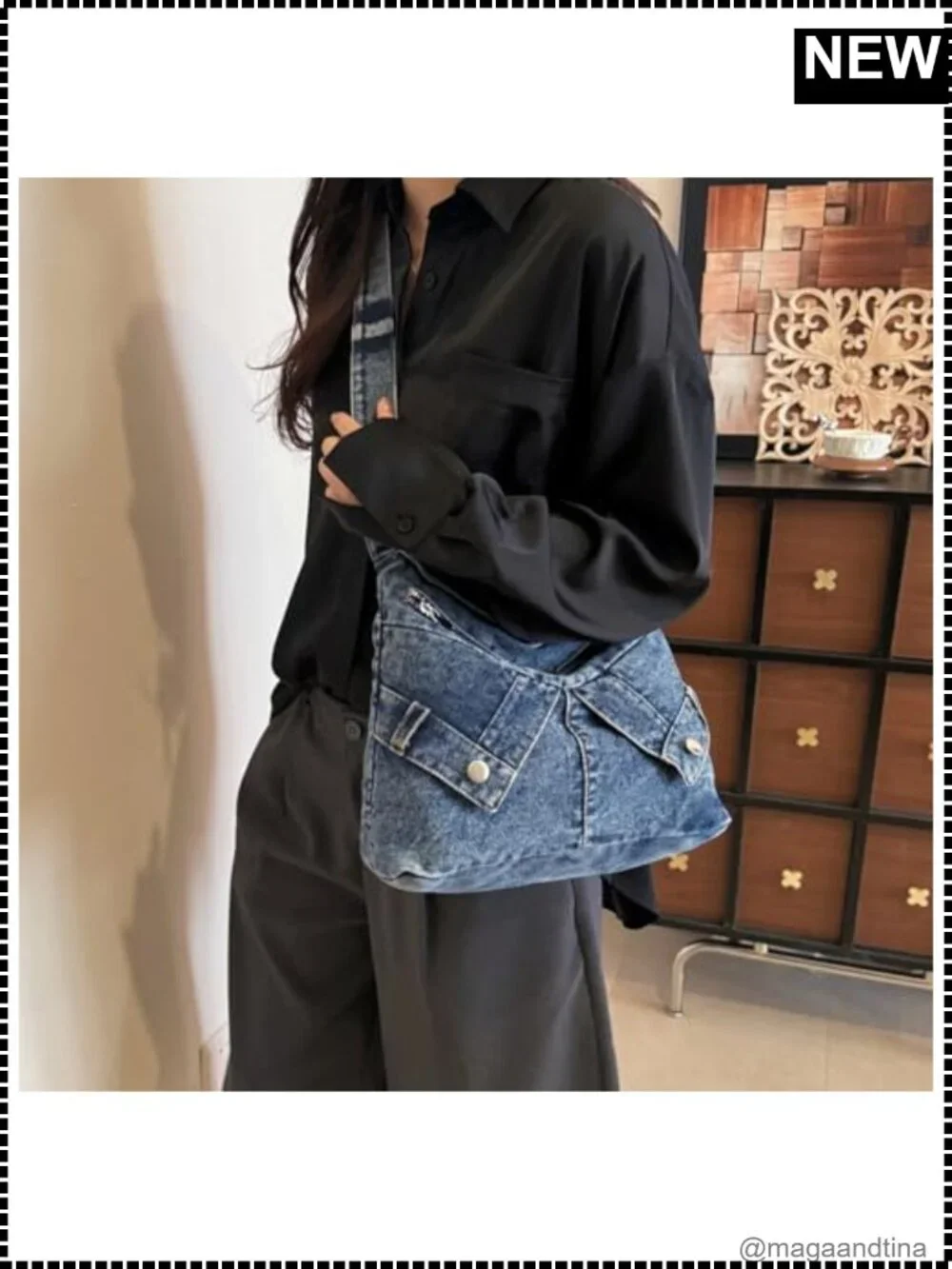 Denim Crossbody Bag Large Capacity Jean Purse Hobo Shoulder Bag